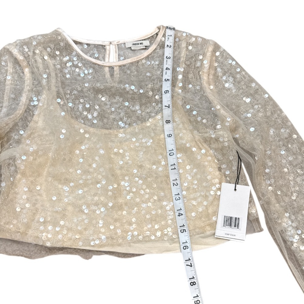 Jason Wu 3 Layer Cropped Sequin Evening Top - Picture 4 of 8